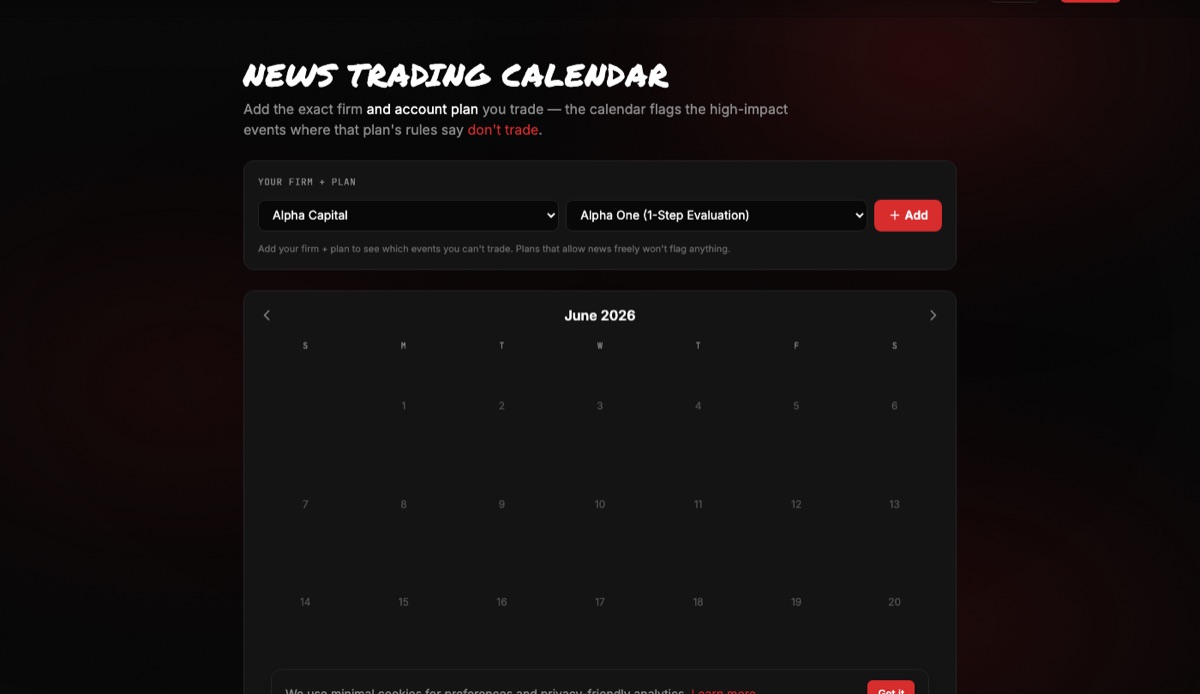 News calendar with per-firm rules